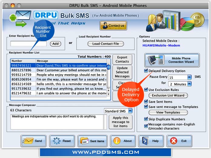Mac Bulk SMS Software for Android Mobile Phone