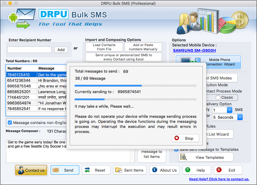 sending Messaging process mac professional bulk sms software